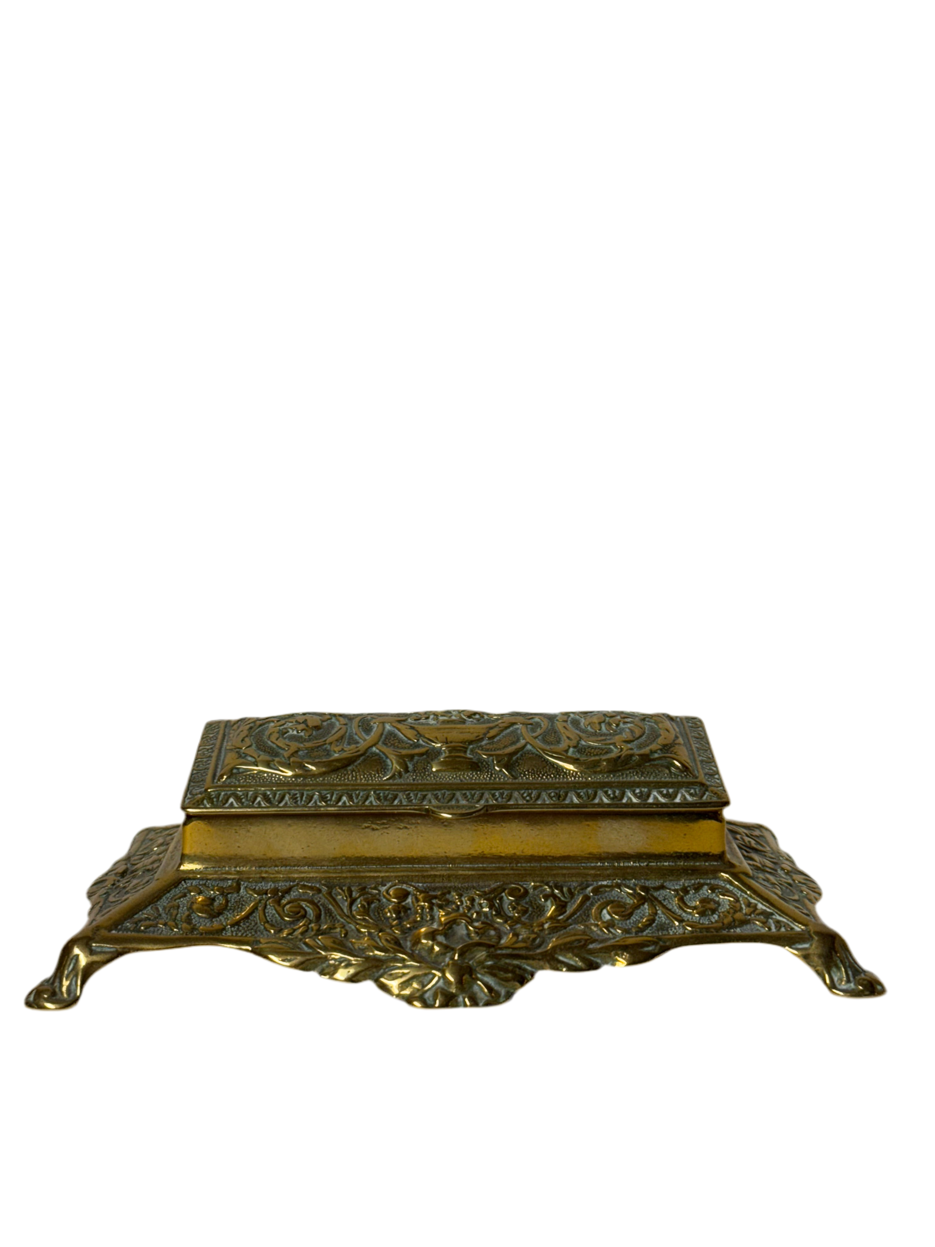Antieke messing postzegel doosje (bureau set)