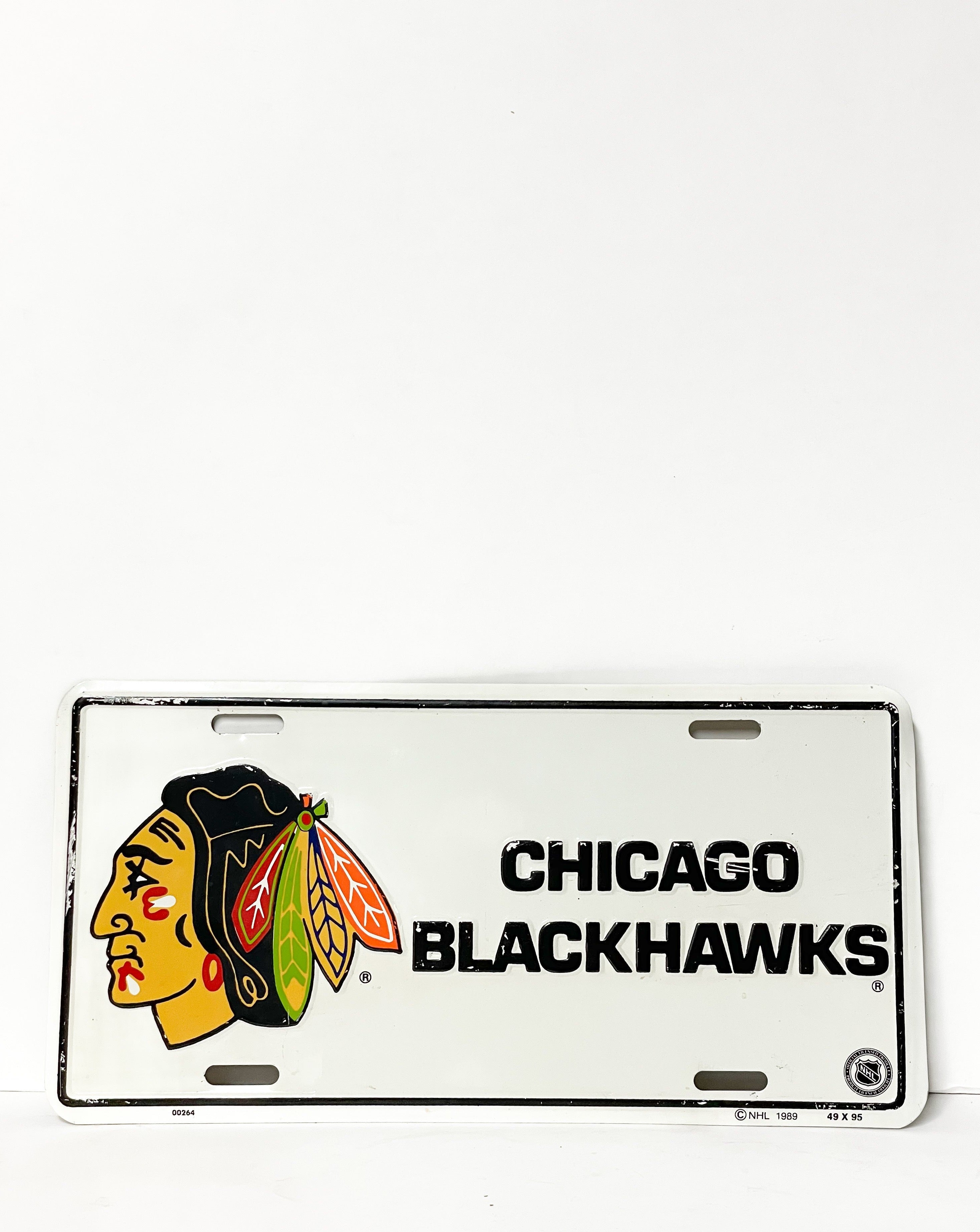 Vintage Chicago Blackhawks Metal Plate 1989