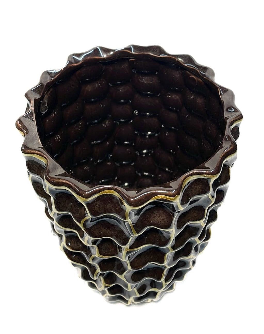 Zwart gouden gedeukte vaas H22cm
