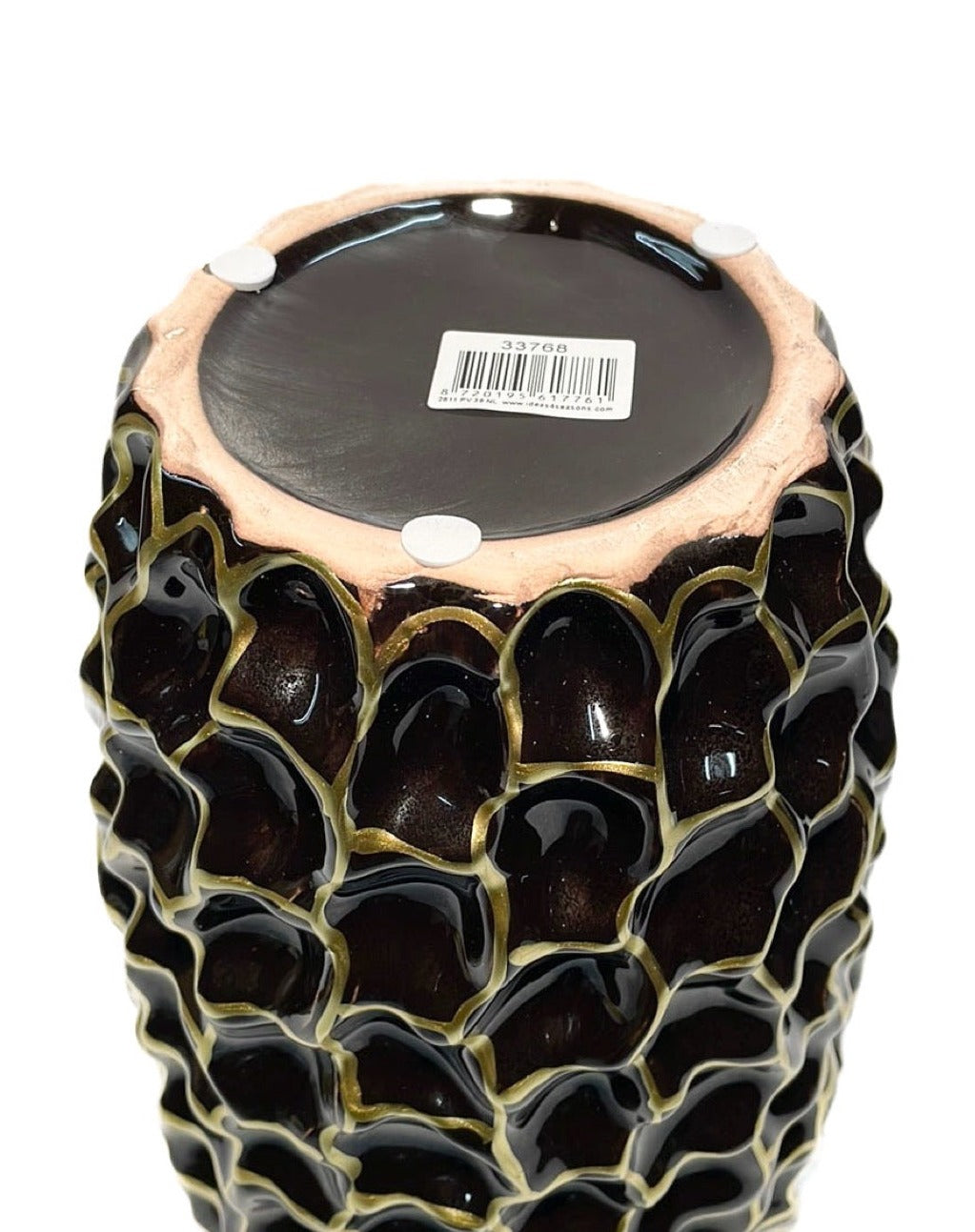 Zwart gouden gedeukte vaas H22cm